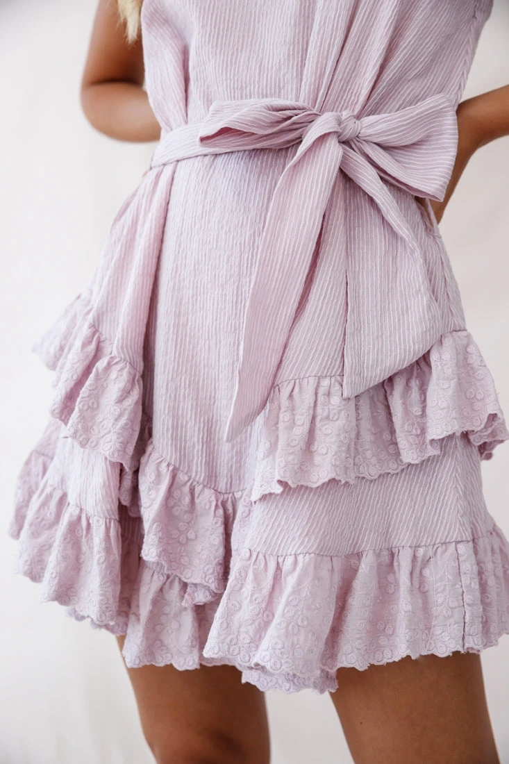 Petrie Ruffle Detail Waist Tie Dress Blush - Image 4