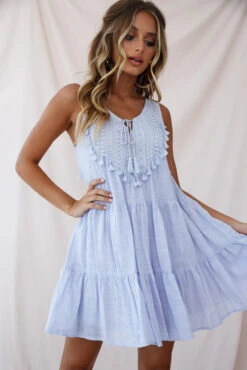 Jada Sleeveless Crochet And Tassel Kaftan Dress Lavender