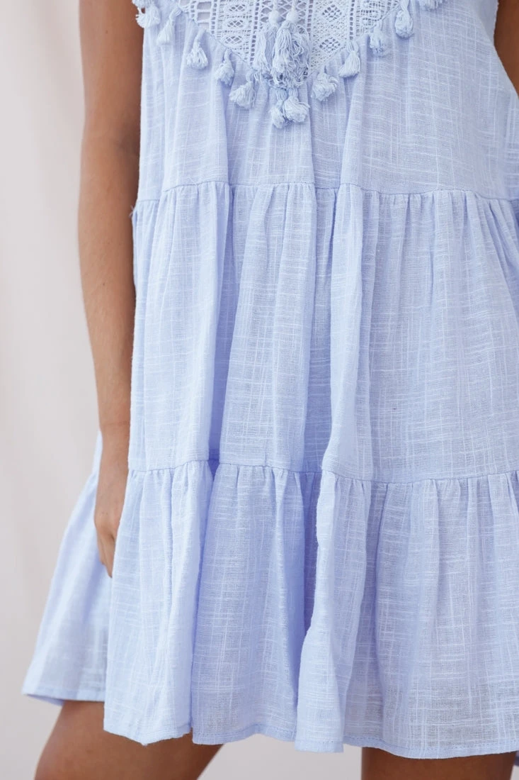 Jada Sleeveless Crochet And Tassel Kaftan Dress Lavender - Image 5