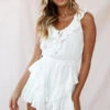 Petrie Ruffle Detail String Waist-Tie Romper White