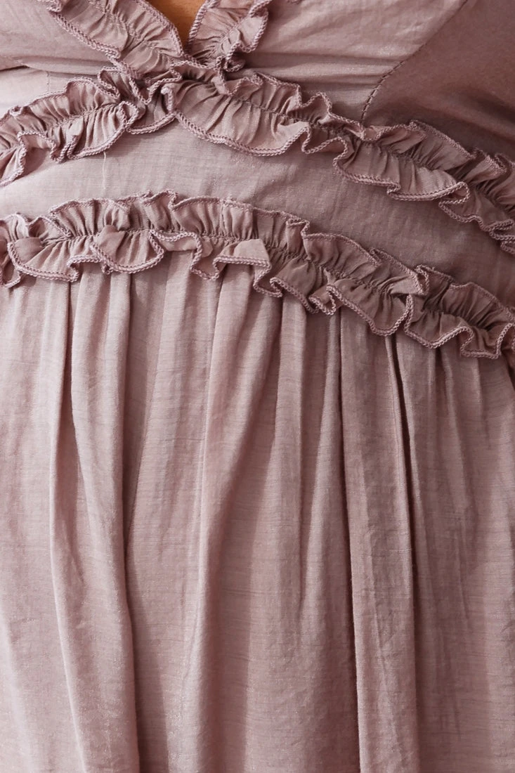 Laney Wide Leg Ruffle Detail Jumpsuit Mocha - Image 4