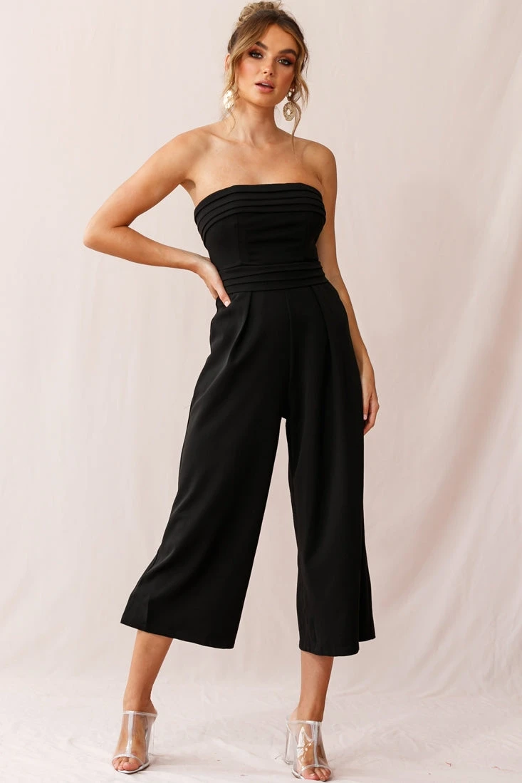 Chosen Strapless Wide Leg Jumpsuit Black - Image 5