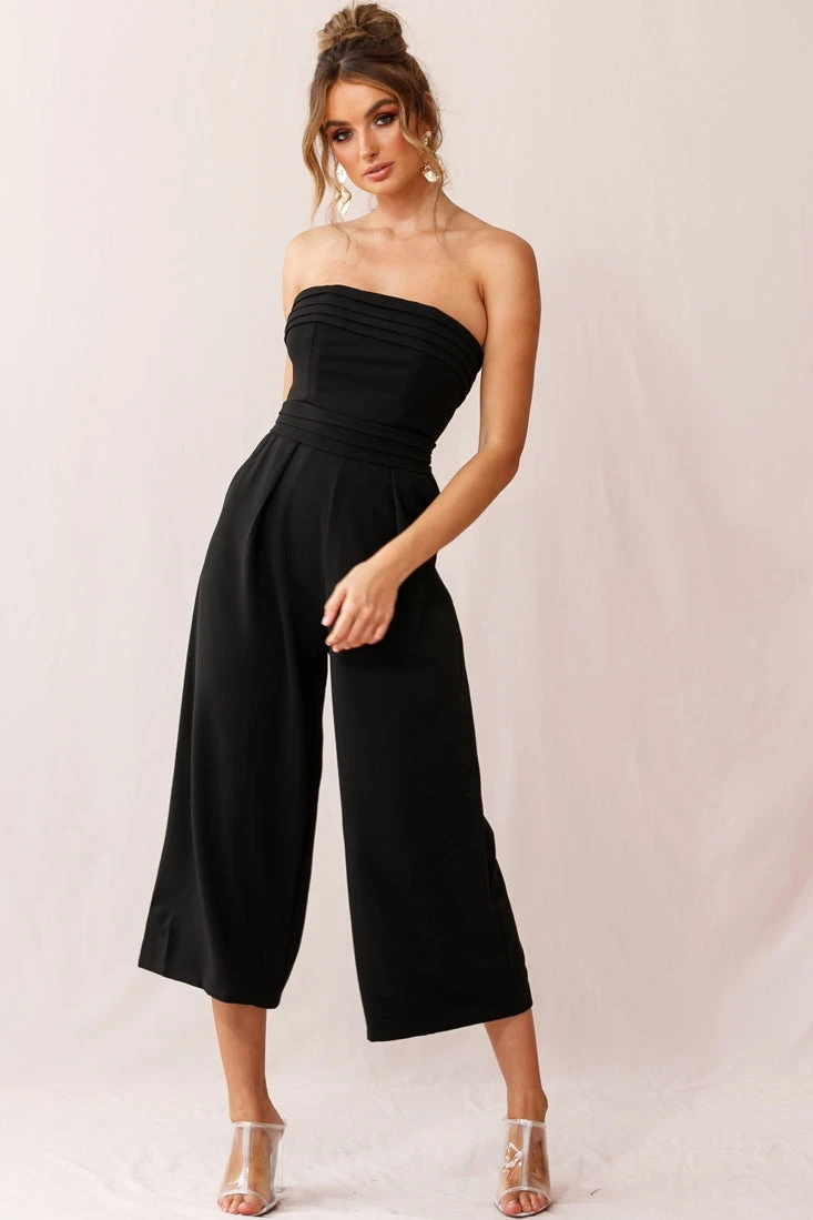 Chosen Strapless Wide Leg Jumpsuit Black - Image 6