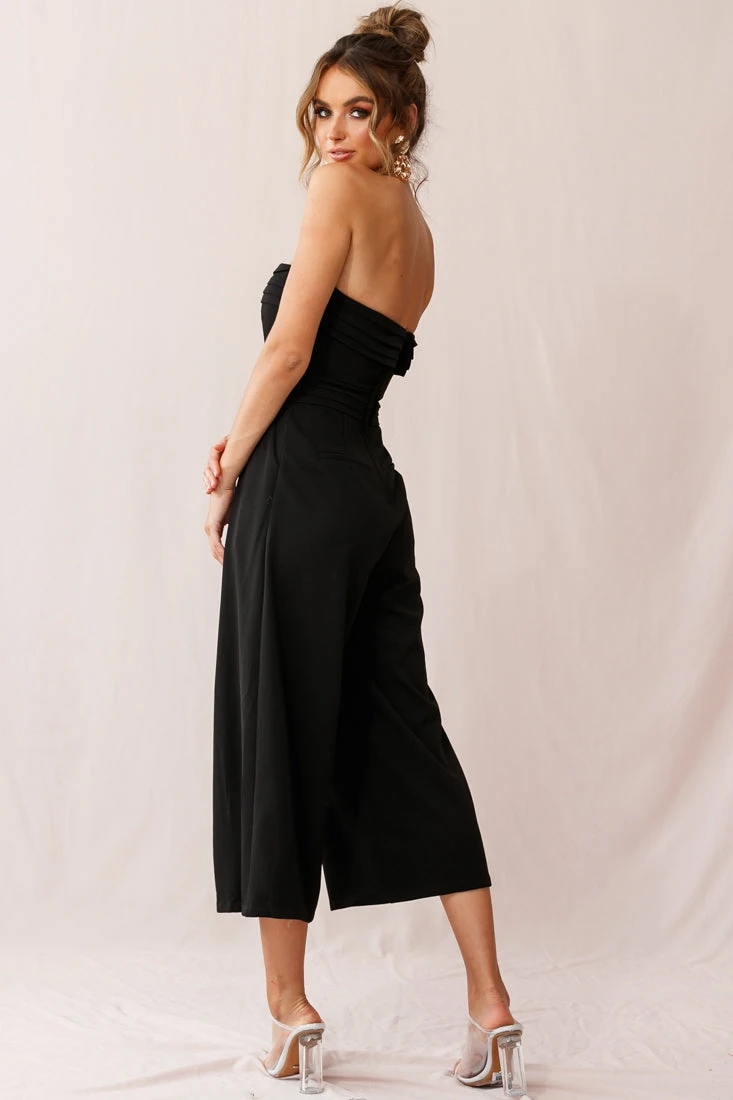 Chosen Strapless Wide Leg Jumpsuit Black - Image 3