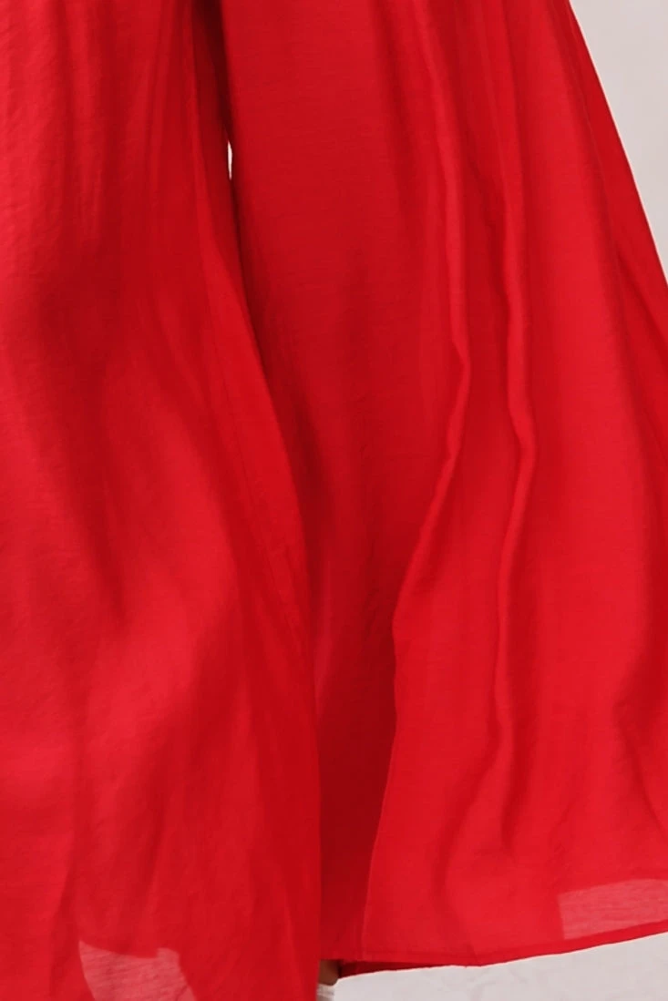 Laney Wide Leg Ruffle Detail Jumpsuit Red - Image 4