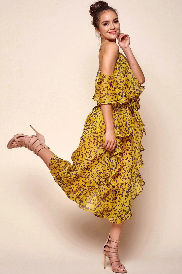 Constance Flowy Summer Jumpsuit Yellow Mustard - Image 3
