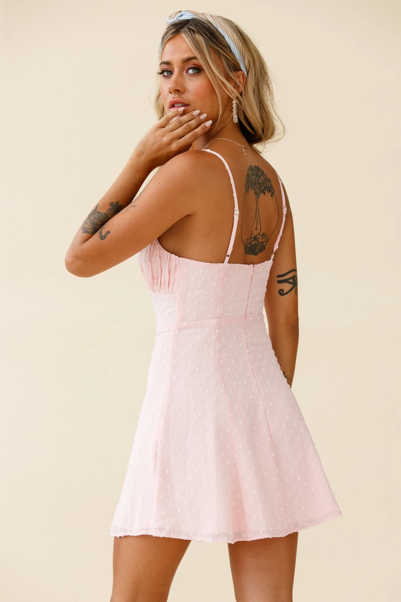 Good Morning Angel Ruched Bust A-Line Dress Pink - Image 3