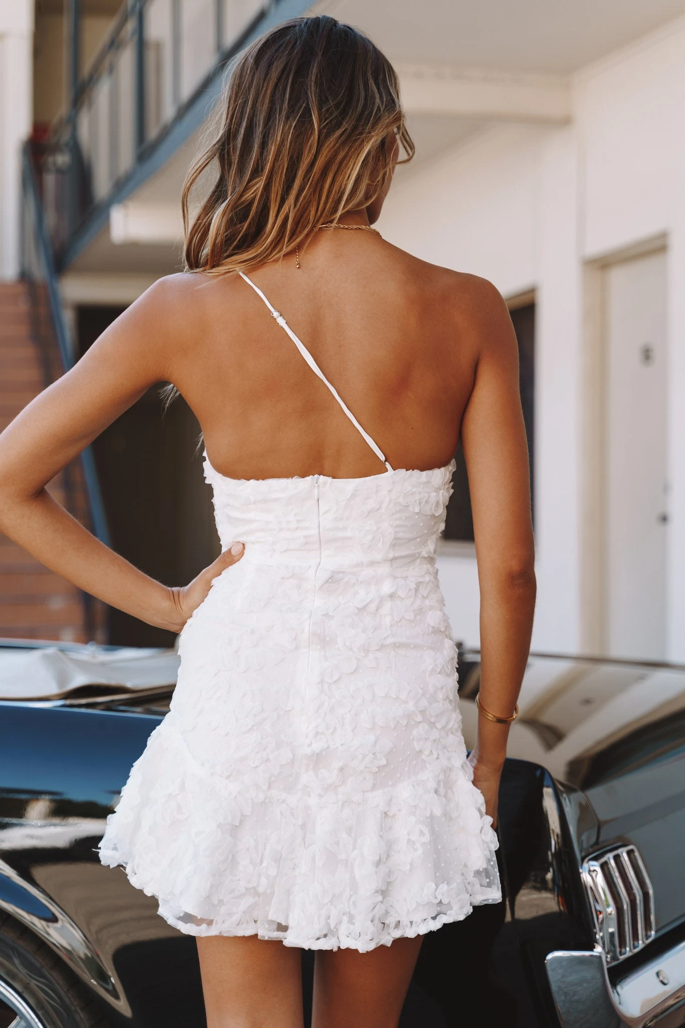 Lilah One Shoulder Embellished Dress White - Image 2