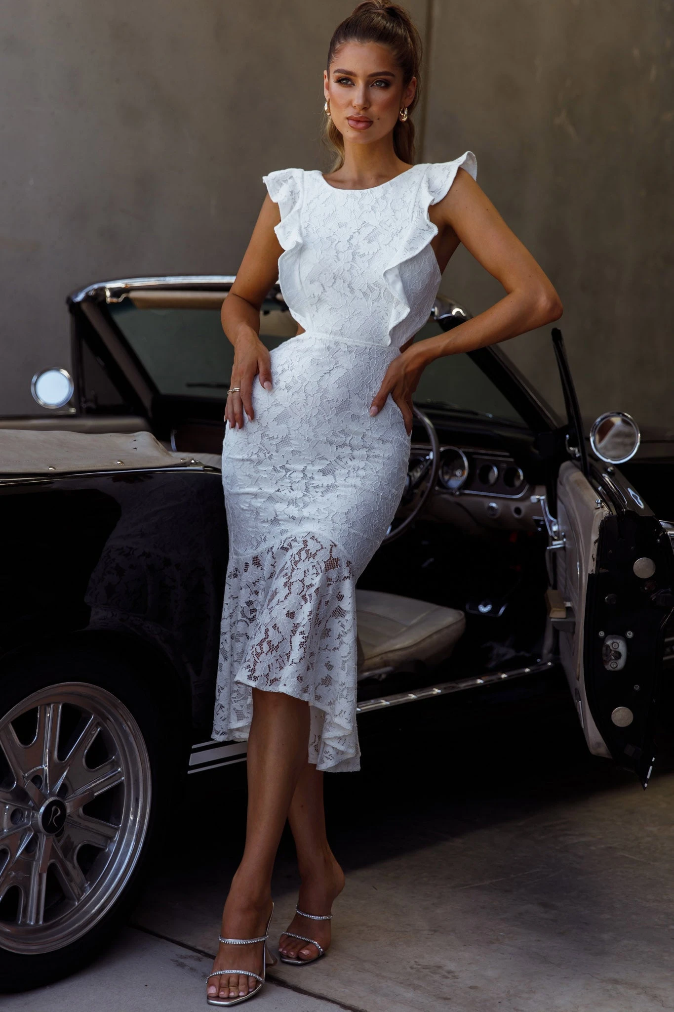 Jackie Pinafore Floral Lace Dress White - Image 5