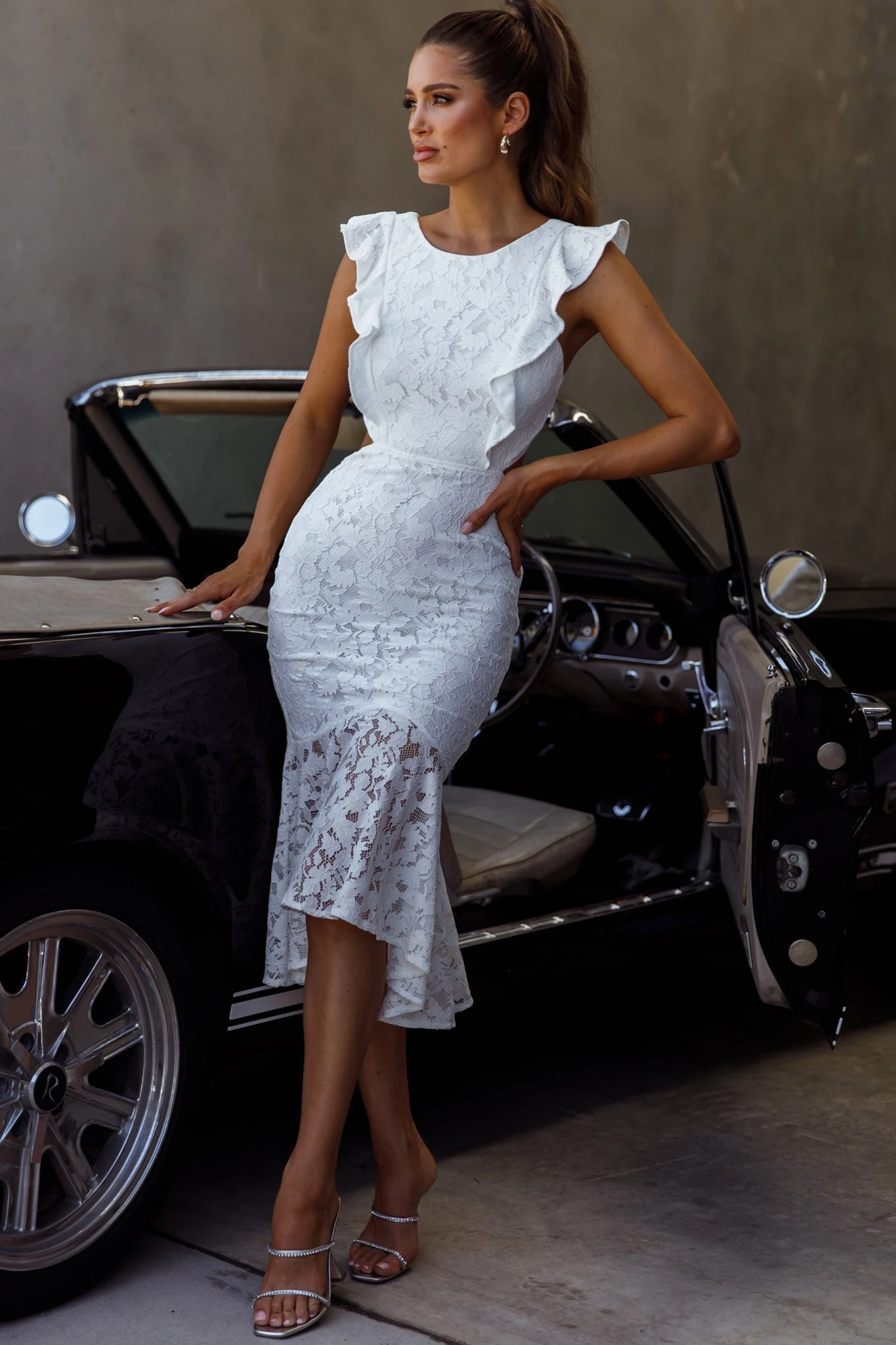 Jackie Pinafore Floral Lace Dress White - Image 6