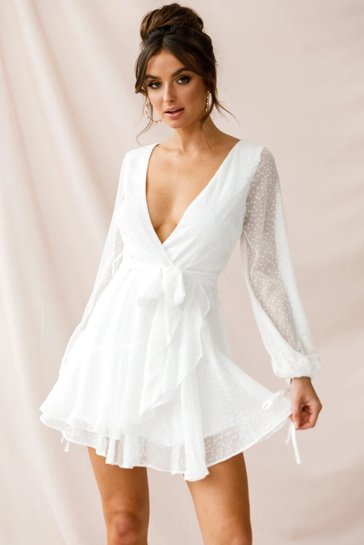 Sheri Hail Spot Chiffon Dress White - Image 7