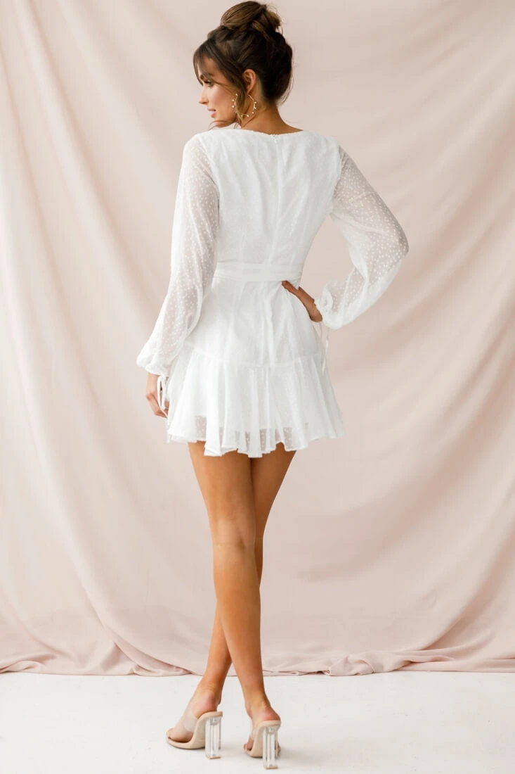 Sheri Hail Spot Chiffon Dress White - Image 4