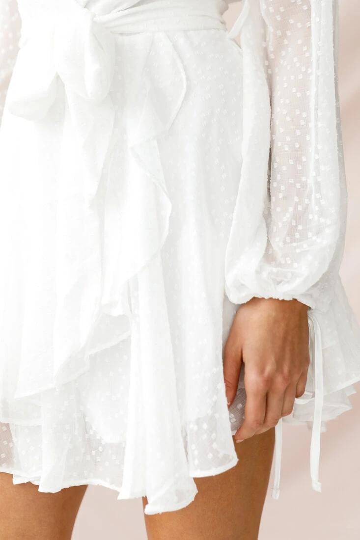 Sheri Hail Spot Chiffon Dress White - Image 5