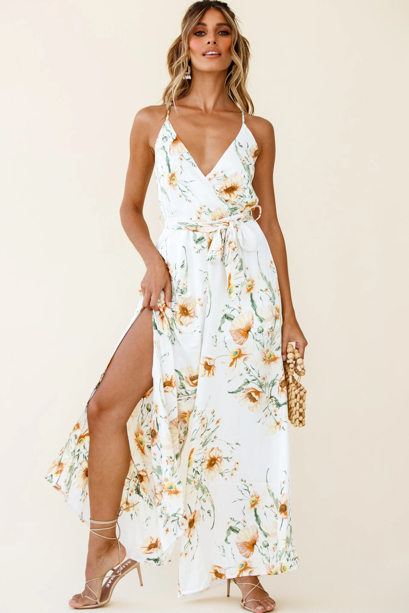 Miso Wide-Leg Cami Jumpsuit Floral Print White - Image 4