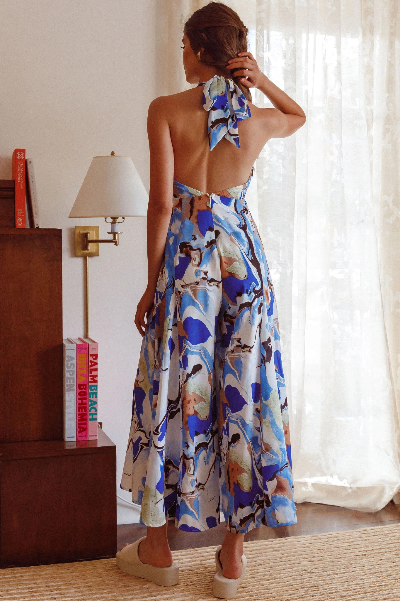 Solstice Sun Halterneck Jumpsuit Swirl Blue - Image 2