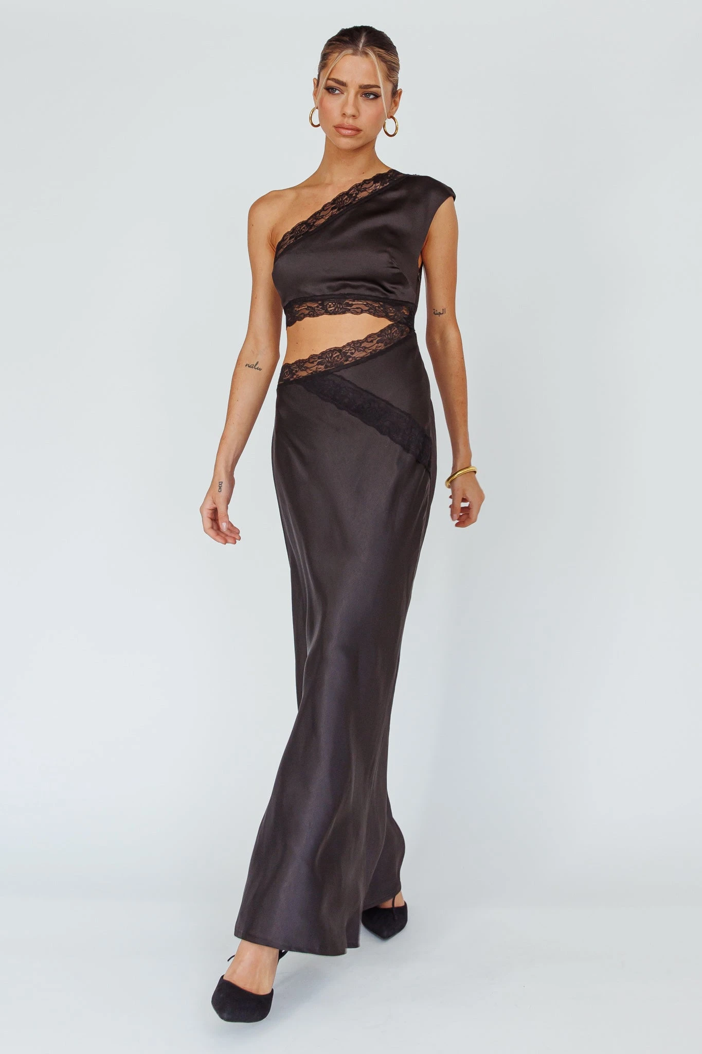 Mahli One-Shoulder Maxi Dress Black - Image 3