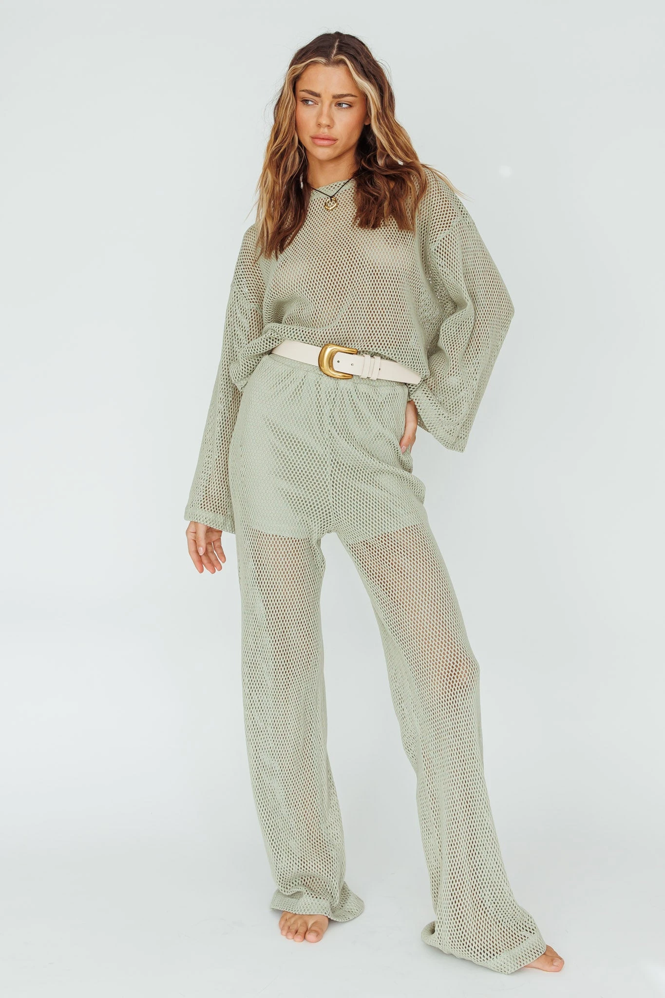Mahina Long Net Pants Sage - Image 3