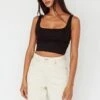 Pali U-Neckline Crop Top Black