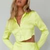 Geena Crystal Button Top Lime