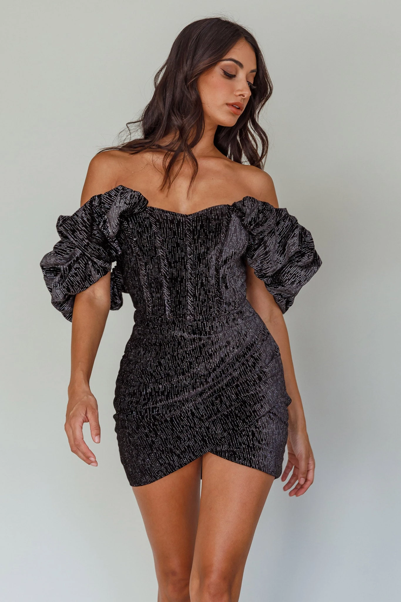 So Famous Off-Shoulder Mini Dress Black - Image 7