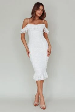 Wish Come True Lace Midi Dress White