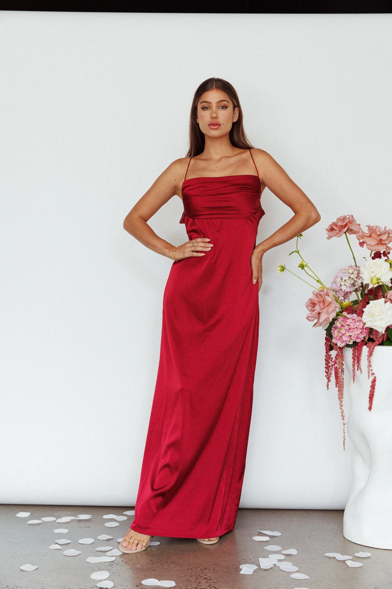 Love Letters Strappy Cowl Back Dress Burgundy - Image 6