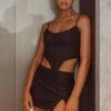 Serina Corset Top & Mini Skirt Set Black