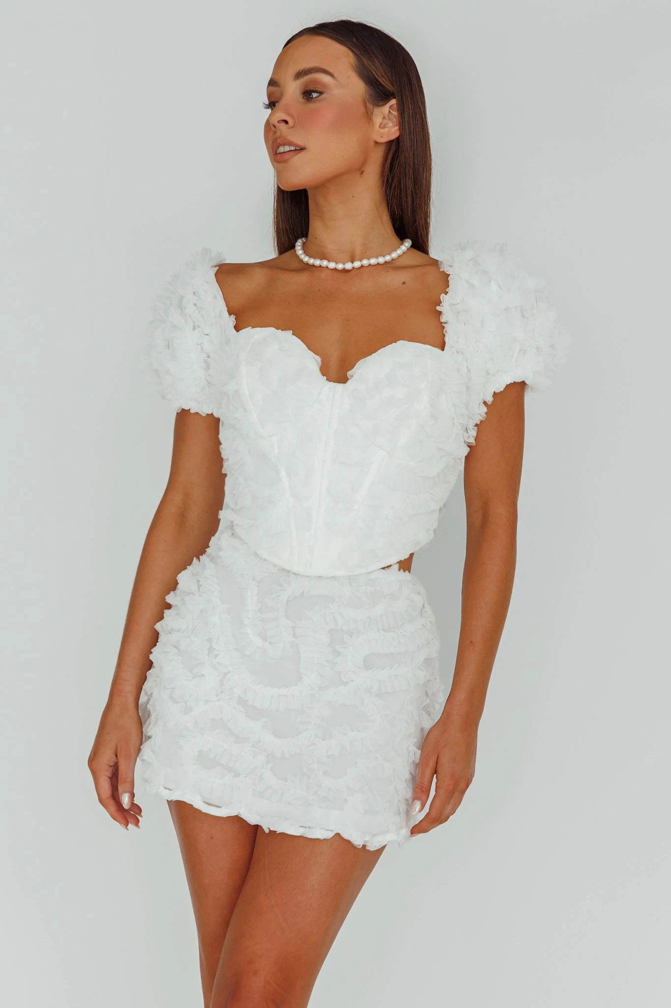 Cielito Embellished Mini Skirt White - Image 3