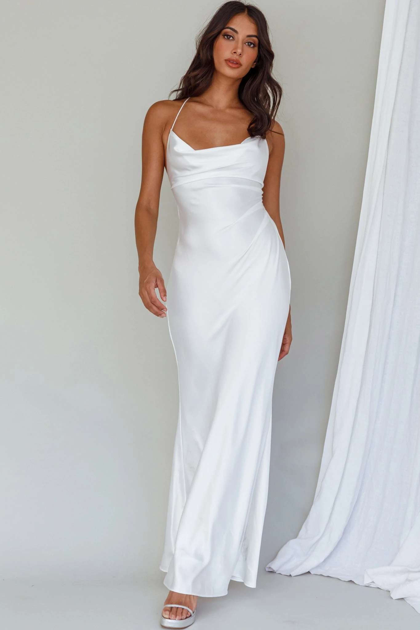 Palma Low Back Strappy Maxi Dress White - Image 5