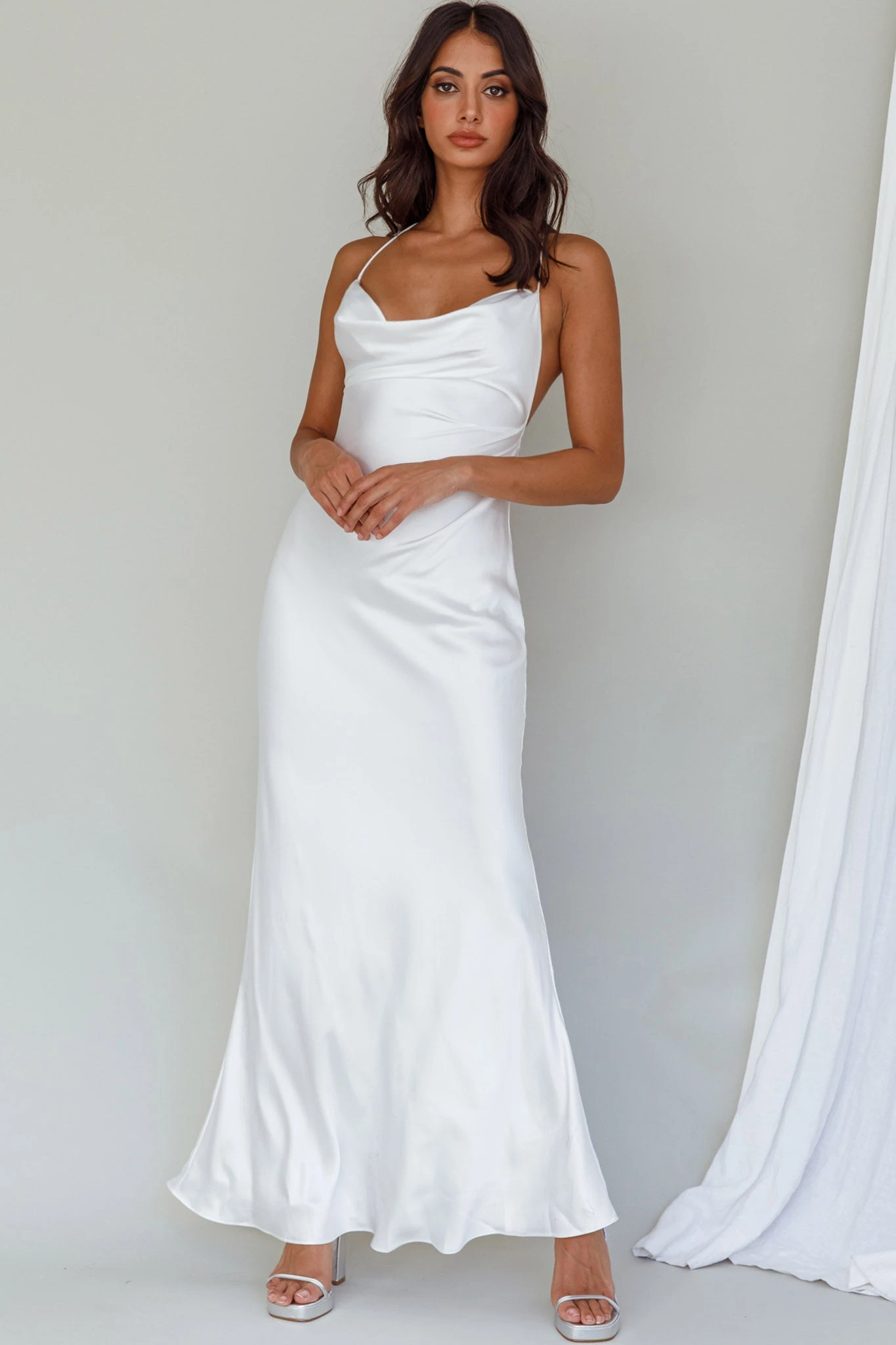 Palma Low Back Strappy Maxi Dress White - Image 6