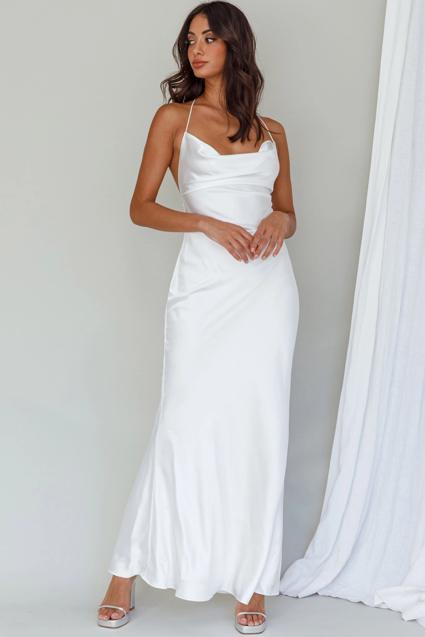 Palma Low Back Strappy Maxi Dress White - Image 7