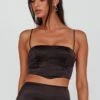 Zeina Satin Crop Top Black