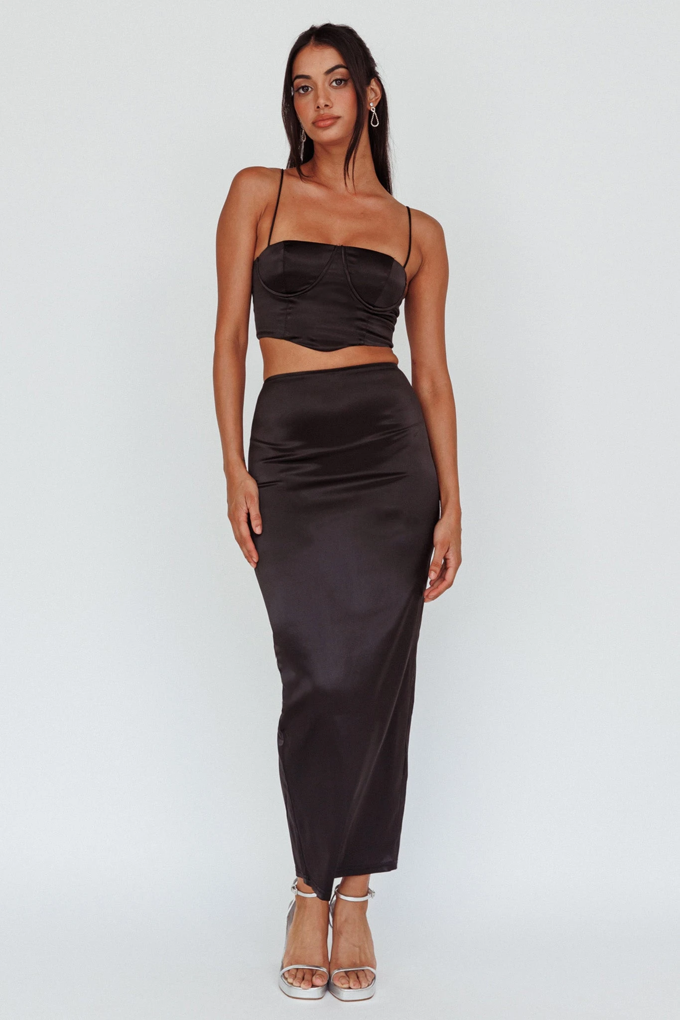 Zeina Satin Crop Top Black - Image 3