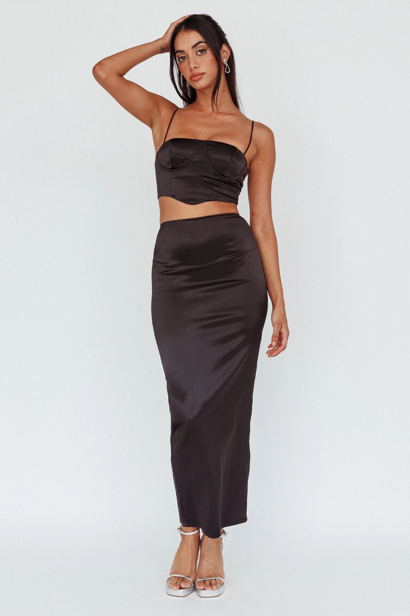 Zeina Satin Crop Top Black - Image 6