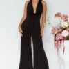 Emanuella Halterneck Split Jumpsuit Black