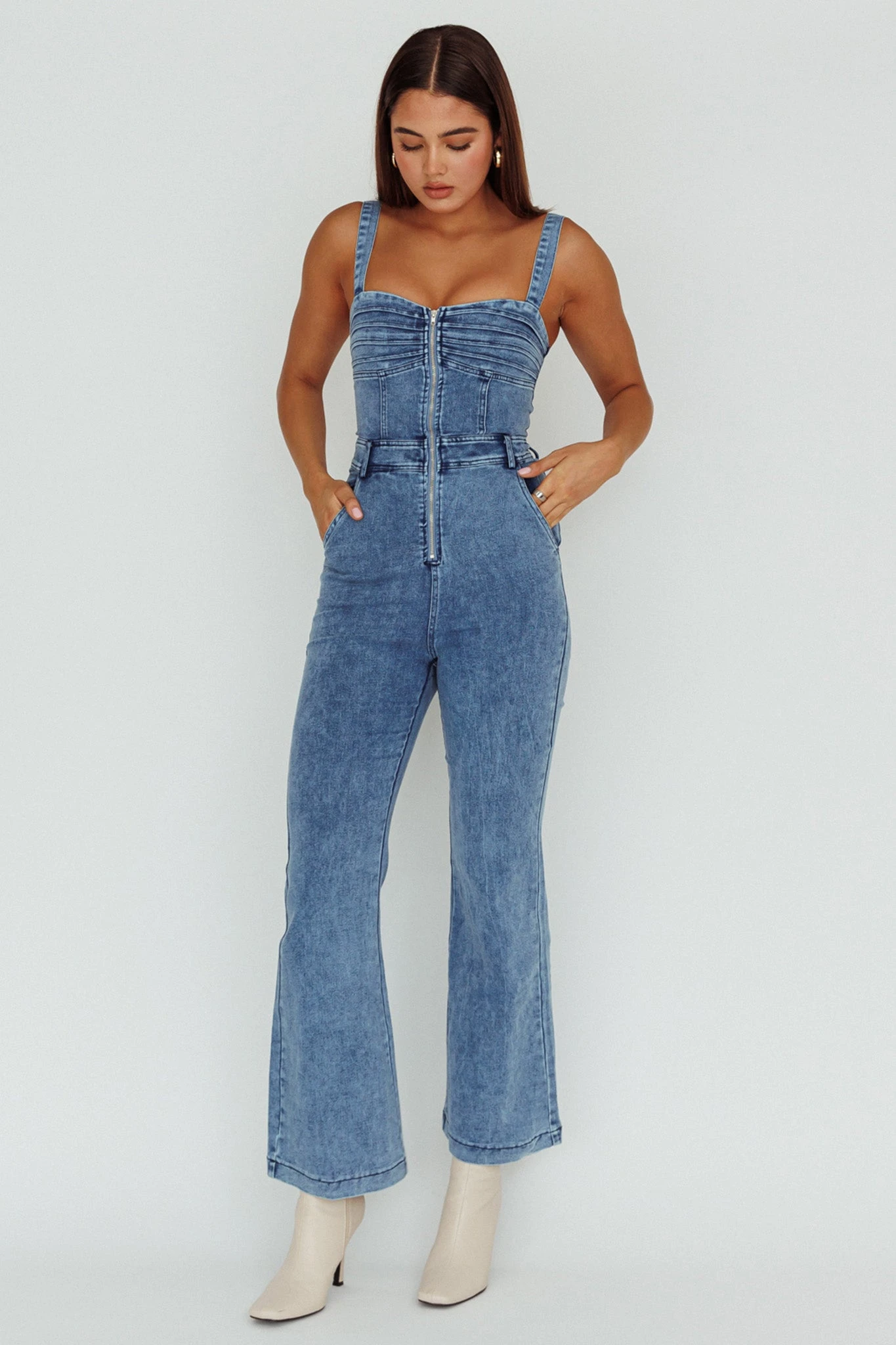 Emilio Flared Jumpsuit Denim - Image 3
