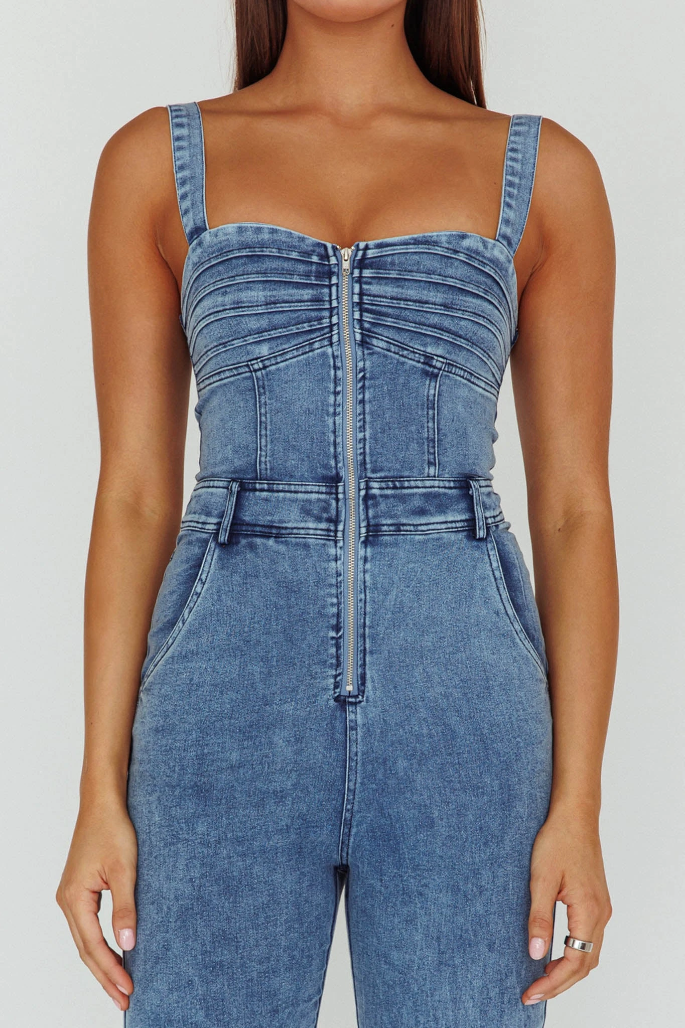 Emilio Flared Jumpsuit Denim - Image 4