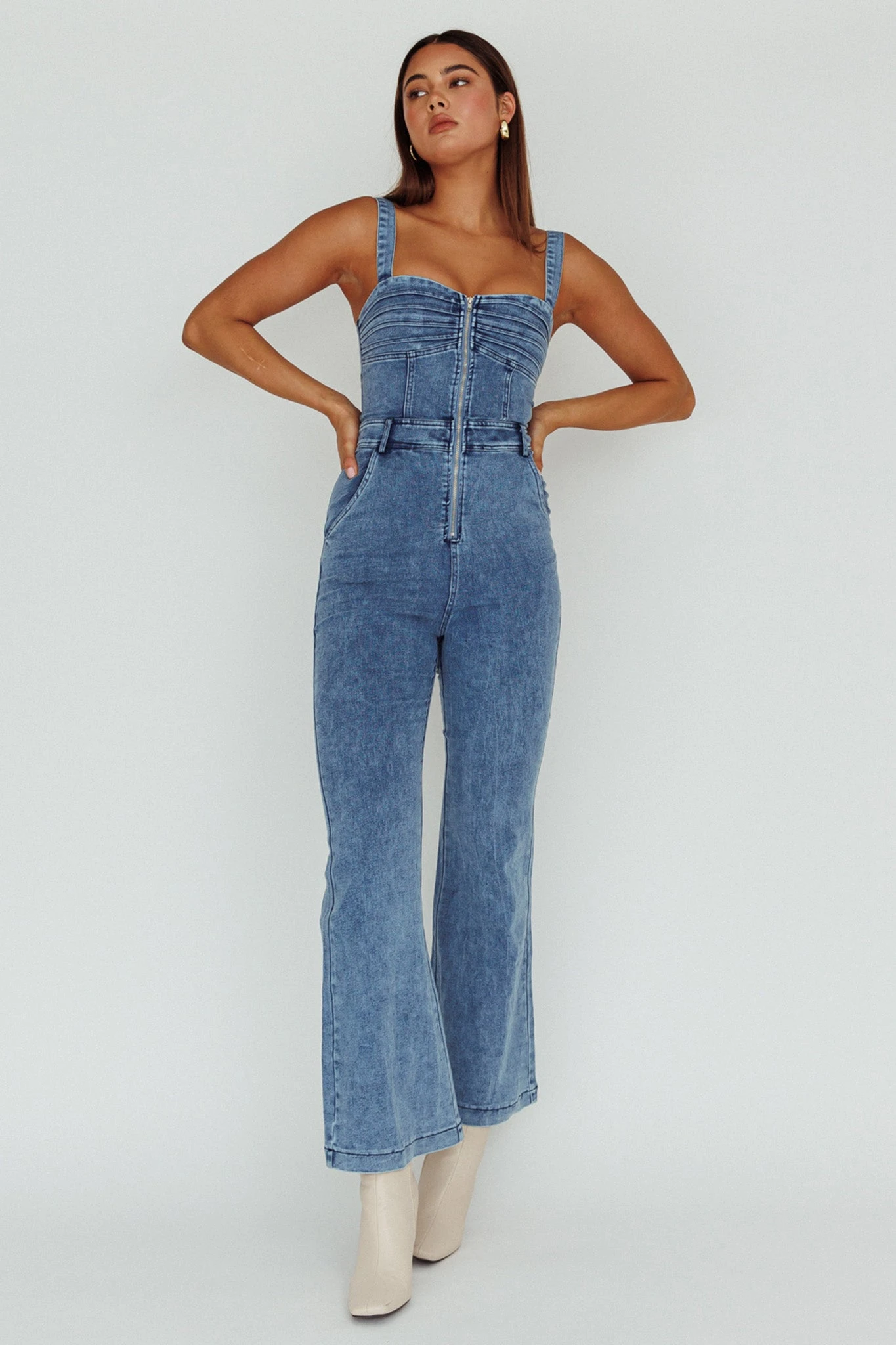 Emilio Flared Jumpsuit Denim - Image 5