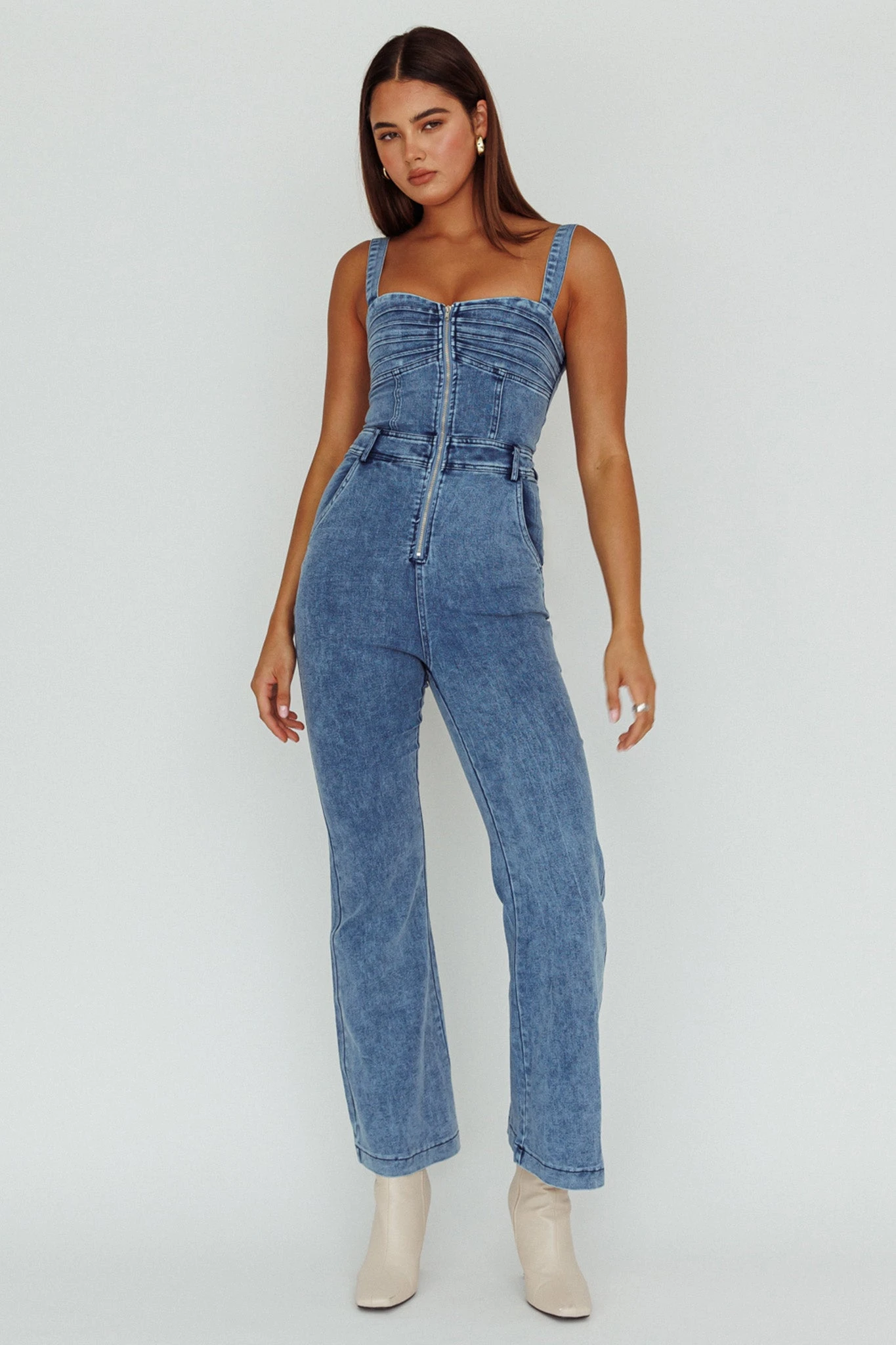 Emilio Flared Jumpsuit Denim - Image 6