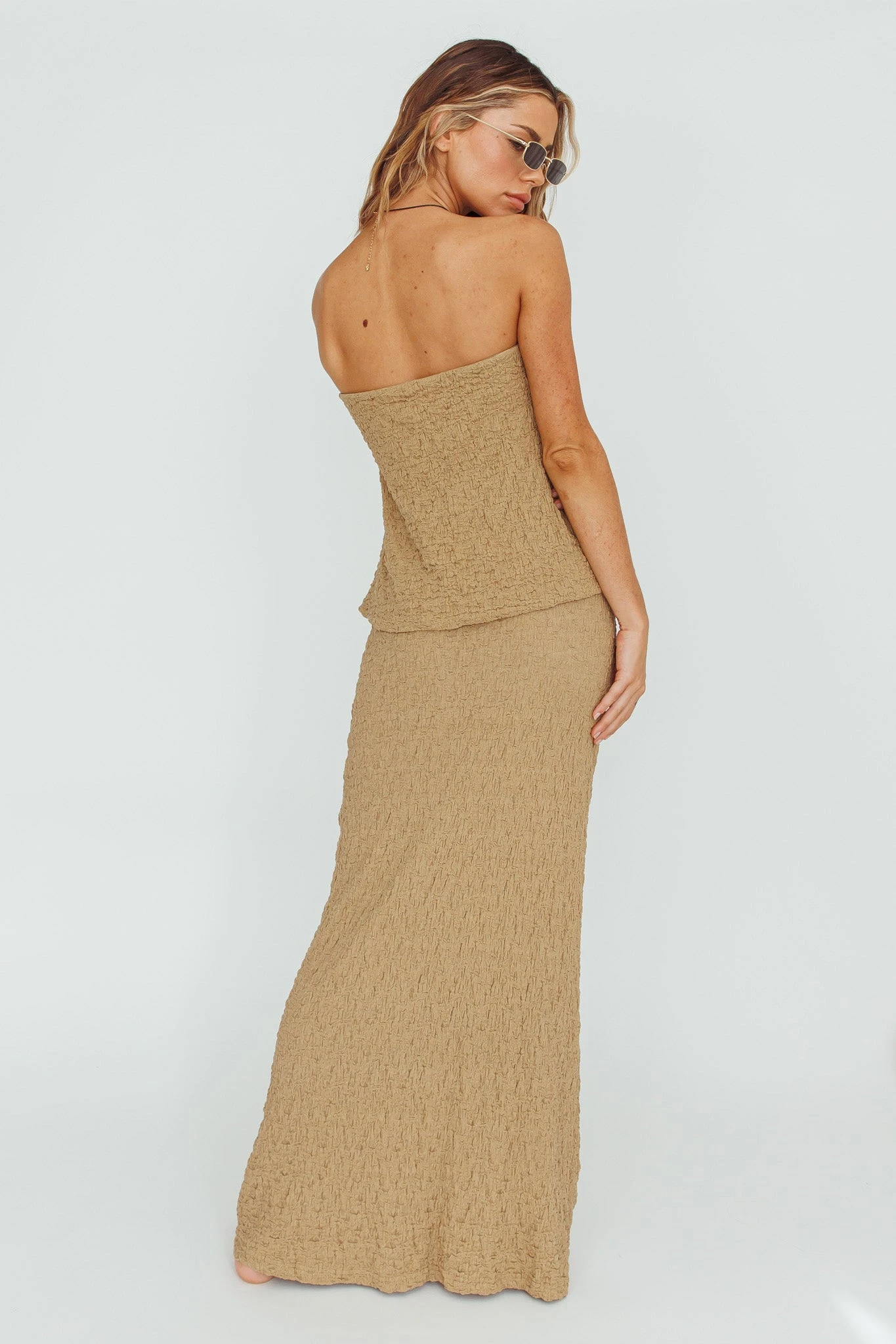 Kalei Textured Midi Skirt Brown - Image 2