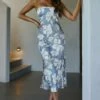 Ladies' Night Cowl Back Midi Dress Floral Blue