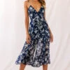 Constance Thin Strap Midi Jumpsuit Navy/White Flower
