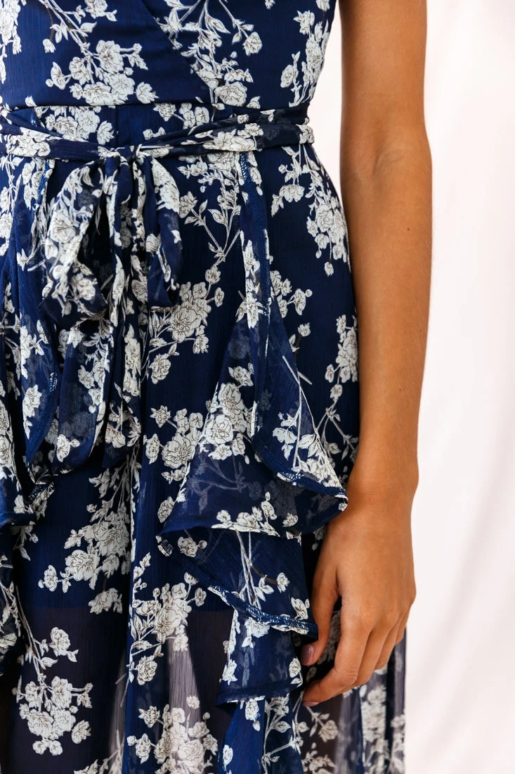 Constance Thin Strap Midi Jumpsuit Navy/White Flower - Image 4