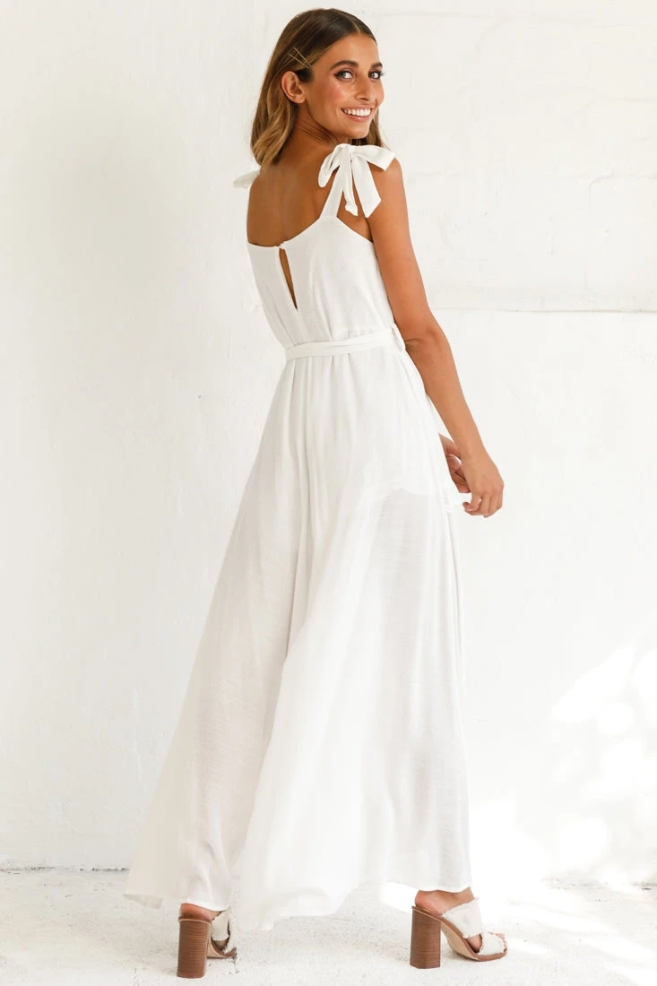 Talitha Tie Strap Wide Leg Jumpsuit White - Image 3