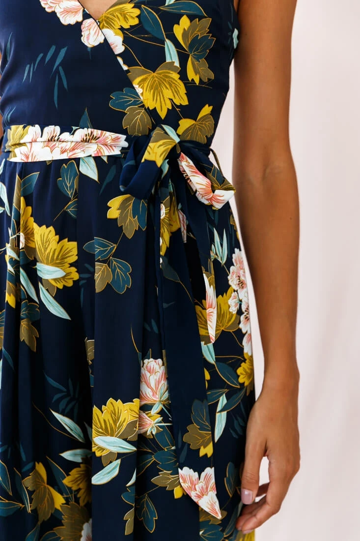 Carrie High Slit Cami Jumpsuit Navy - Image 5